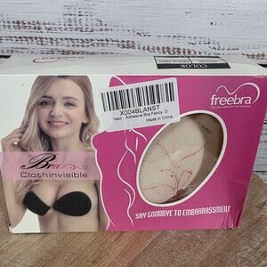 Freebra Adhesive Strapless Bra Invisible Sticky Push Up Floral Lace Design D NEW
